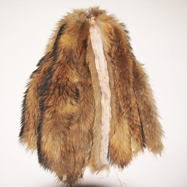 Natural color leather jacket trim fur raccoon