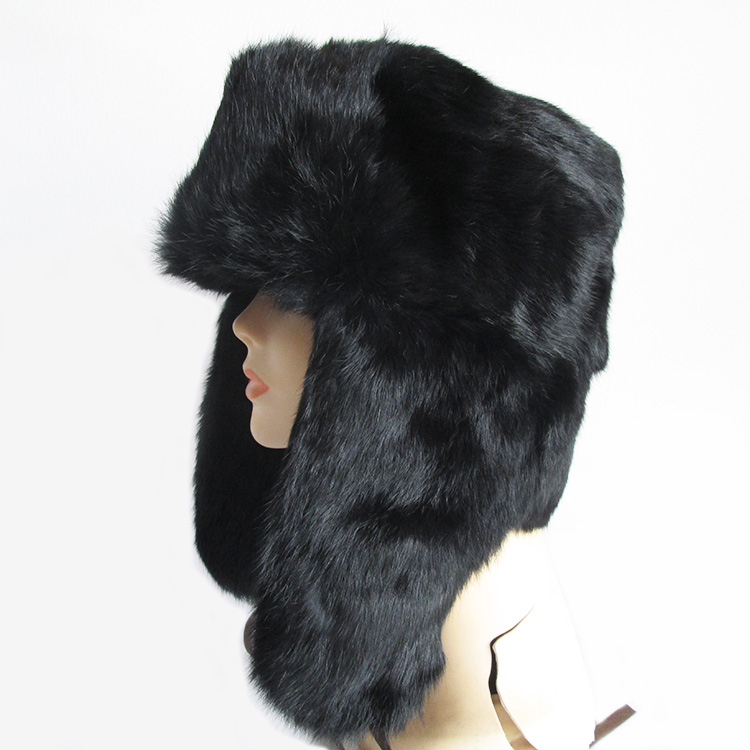 Rabbit Fur Hat black-03 rabbit fur hat full fur