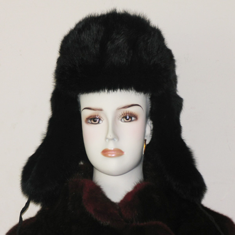 Rabbit Fur Hat black-06
